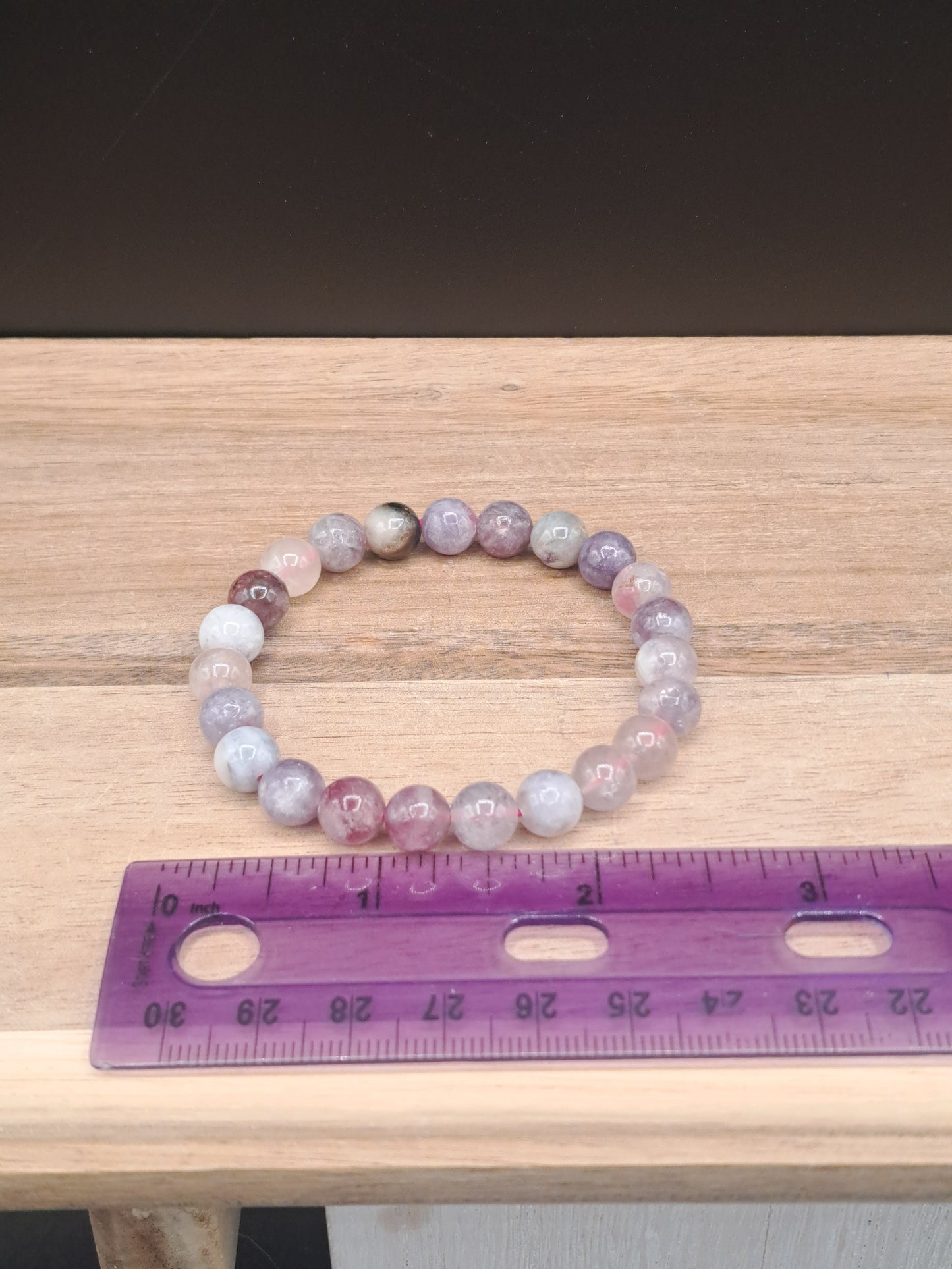 Lepidolite with Pink Tourmaline (Unicorn Stone) 8mm Crystal Bead Bracelet