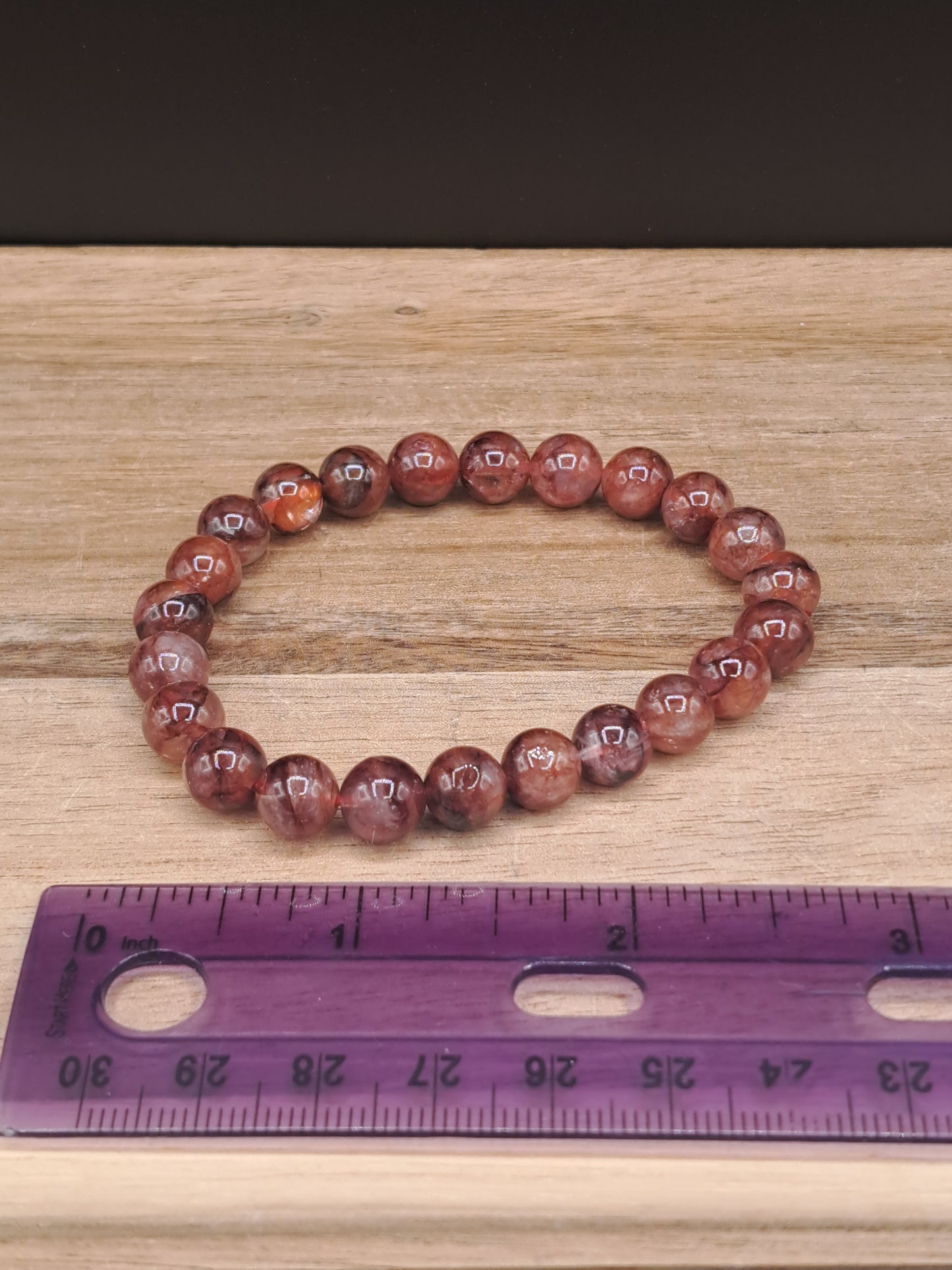 Fire Quartz (Red Hematoid) 8mm Crystal Bead Bracelet