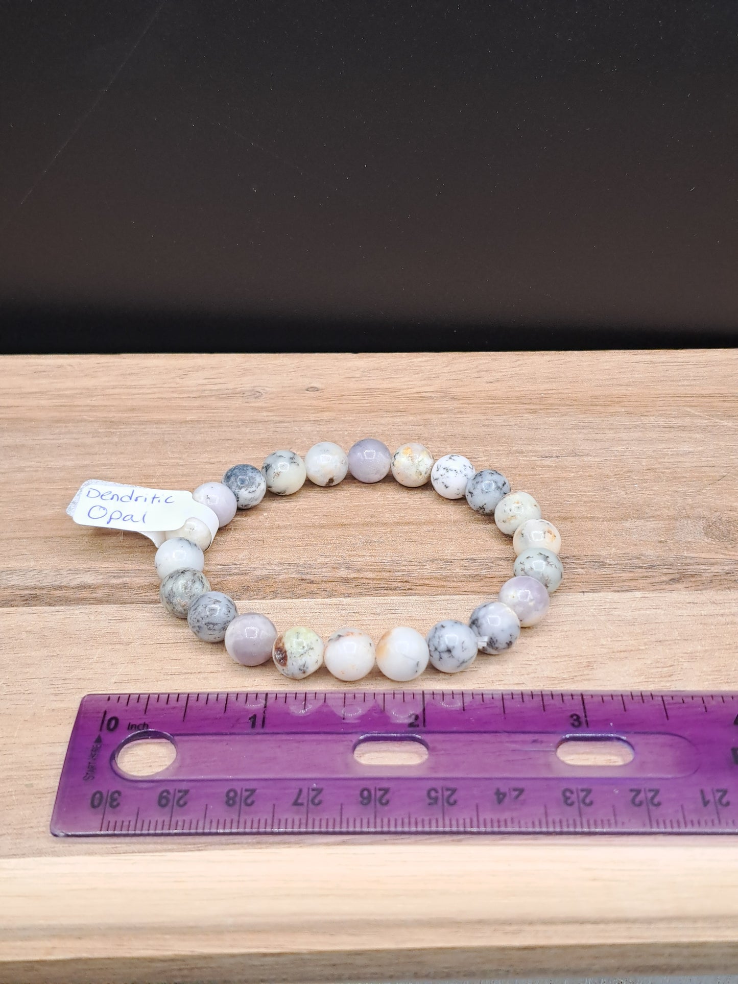 Dendritic Opal 8mm Crystal Bead Bracelet