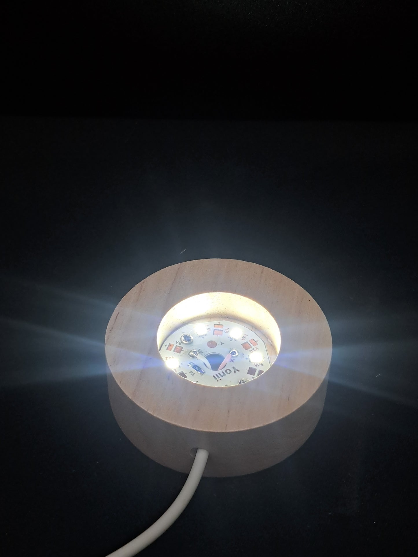 Light Up Wooden Sphere Holder Natural Brown - Clear