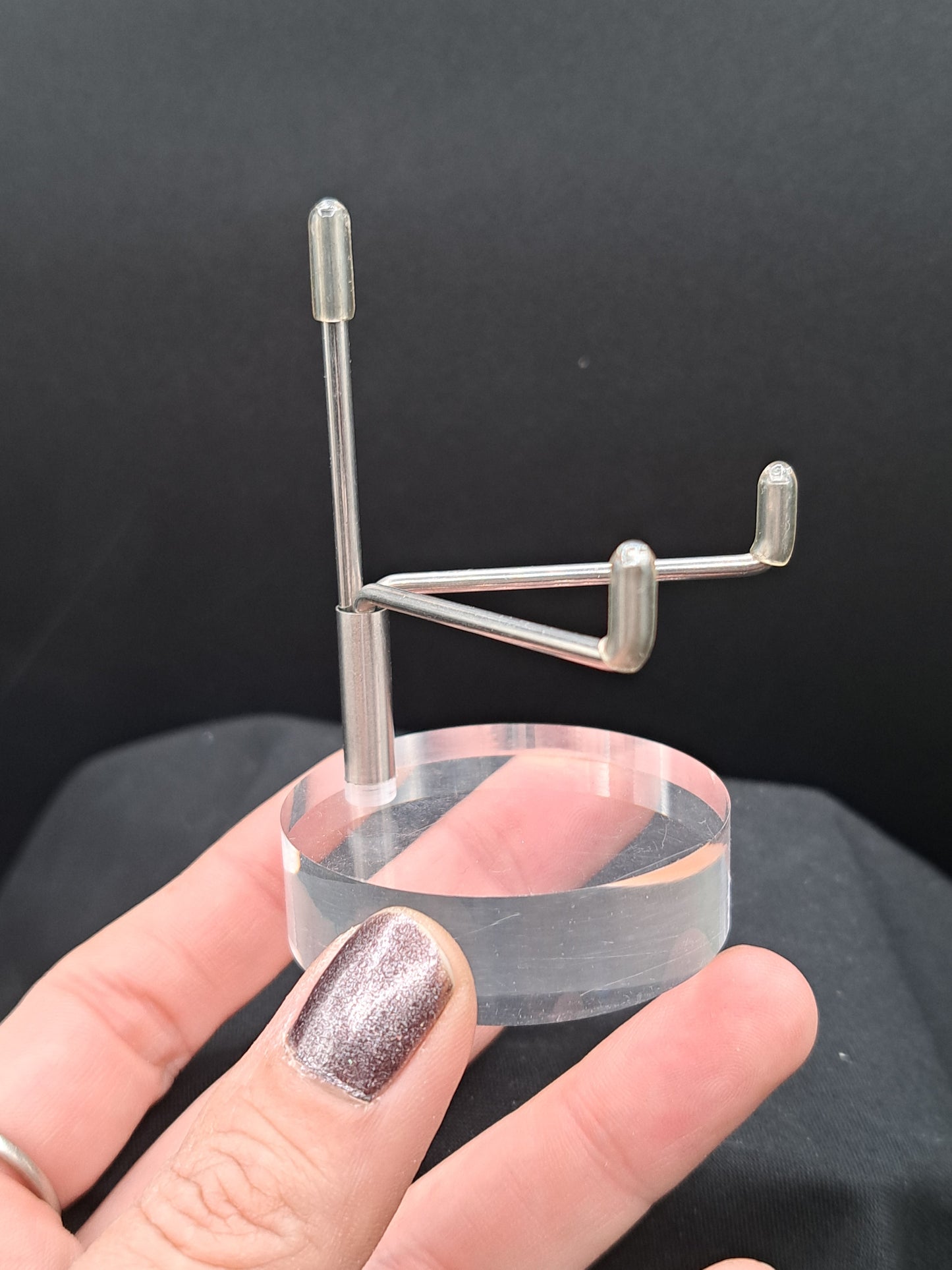 Acrylic Display Stand Round Base With Silver - Choose Size