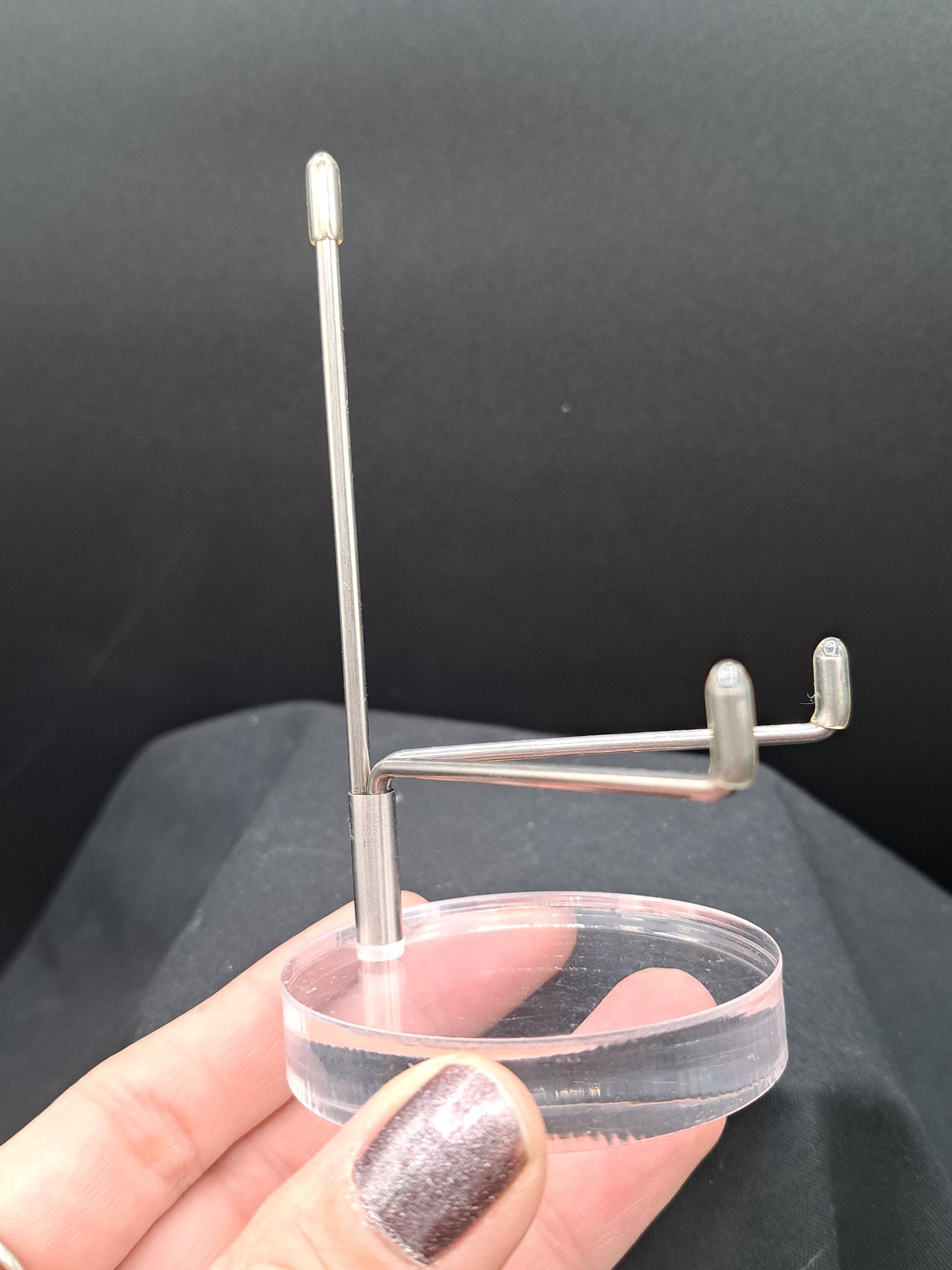 Acrylic Display Stand Round Base With Silver - Choose Size