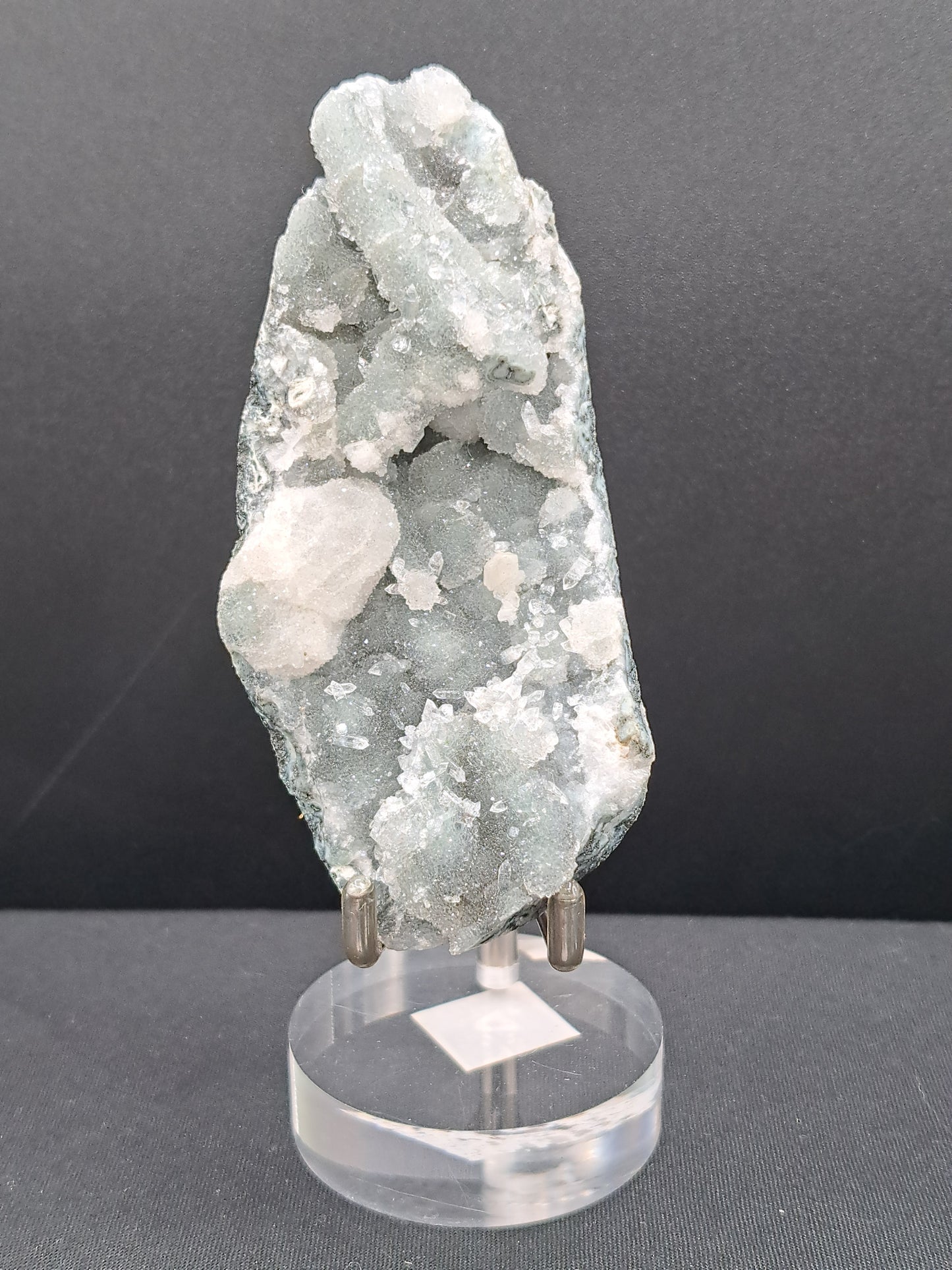 Diamond Apophyllite on Blue Chalcedony