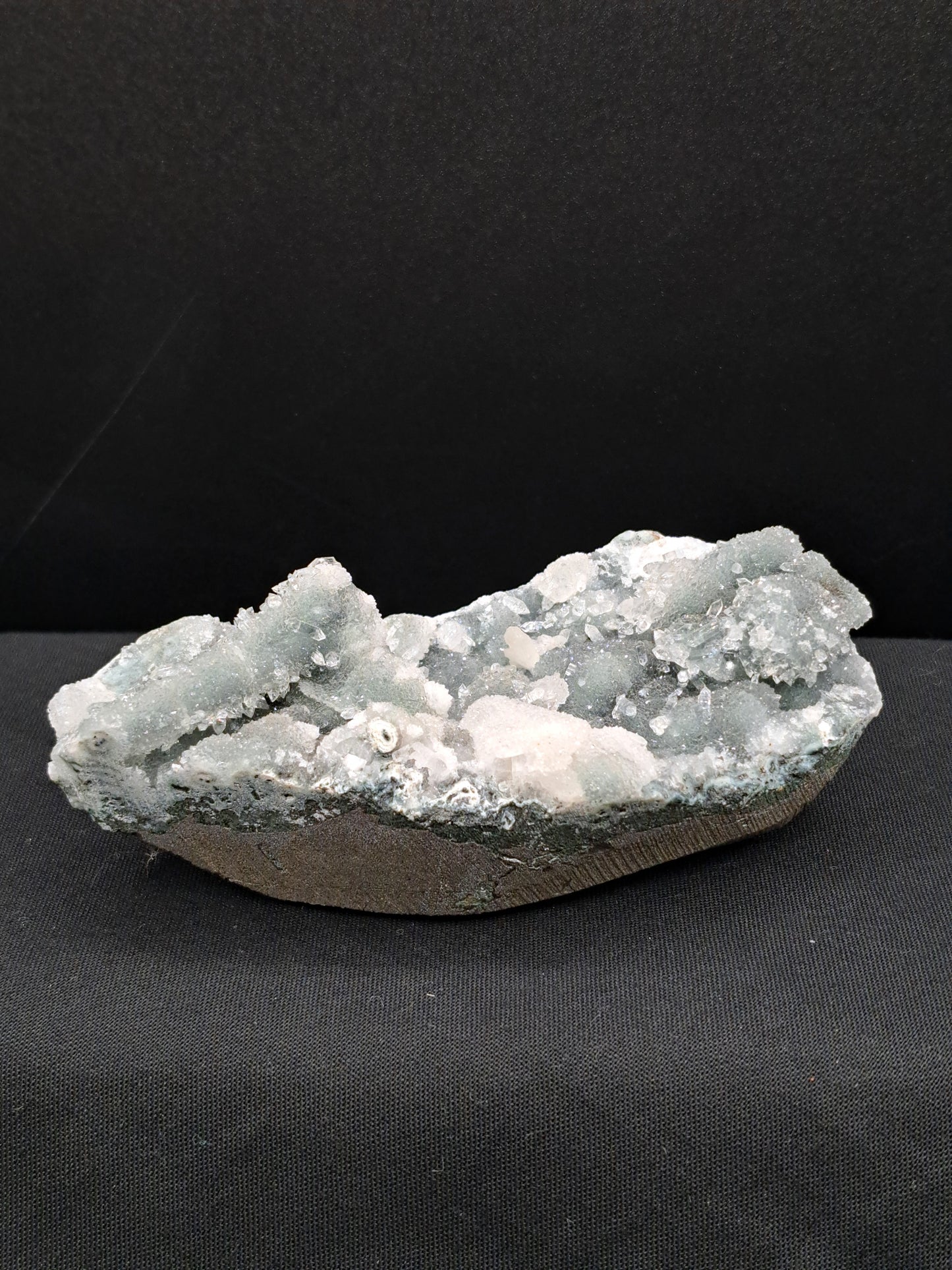 Diamond Apophyllite on Blue Chalcedony