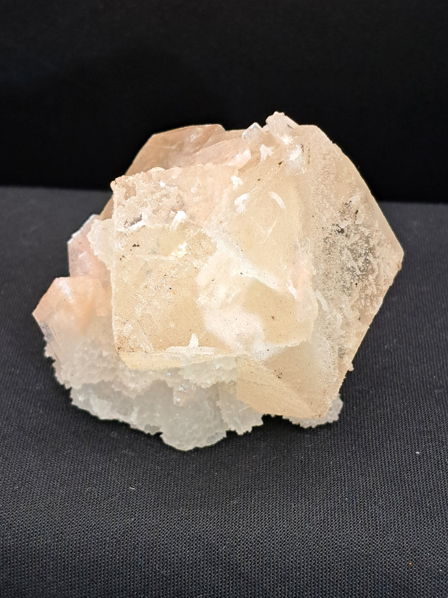 Twinned Golden Calcite with Stilbite
