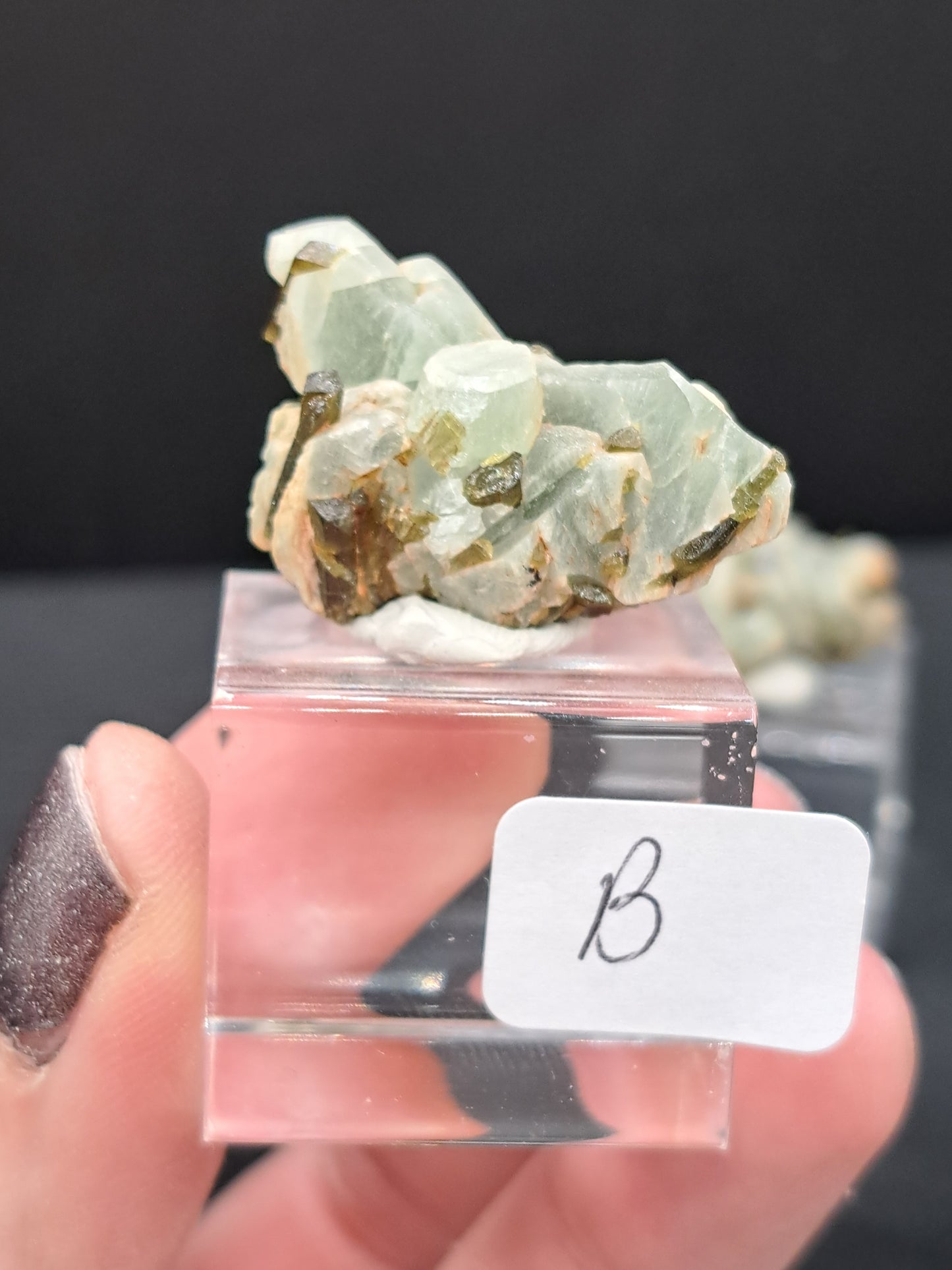 Adularia With Epidote On 1" Cube - You Choose