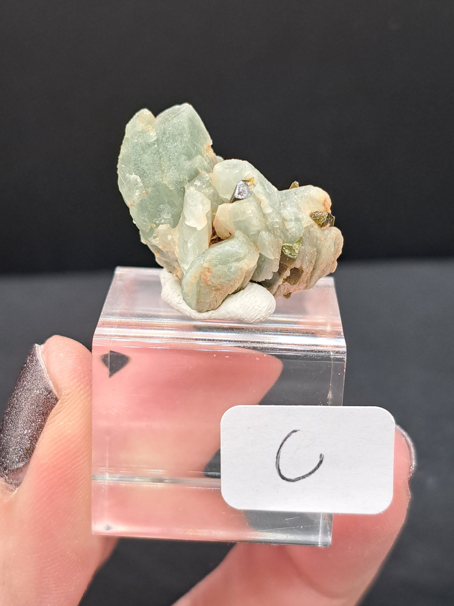 Adularia With Epidote On 1" Cube - You Choose