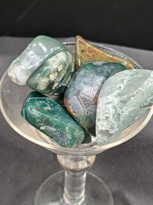 Green Moss Agate Tumble - Intuitive Pick