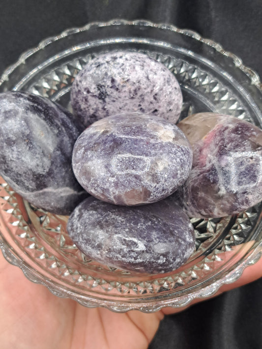 Lepidolite Palm Stone - Intuitively Chosen