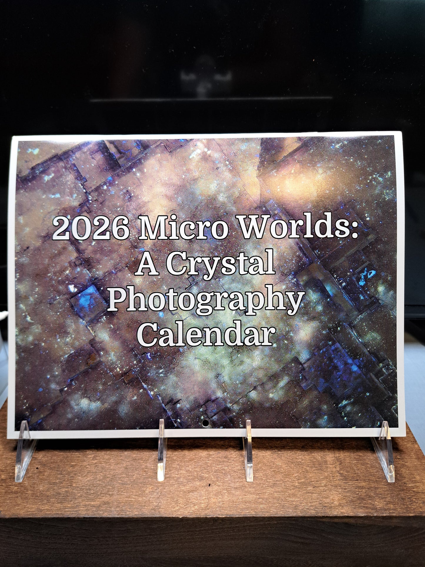 Cover of 2026 Crystal Calendar featuring microphotography of minerals by Dr. Narrissa P. Spies – RMD Crystals