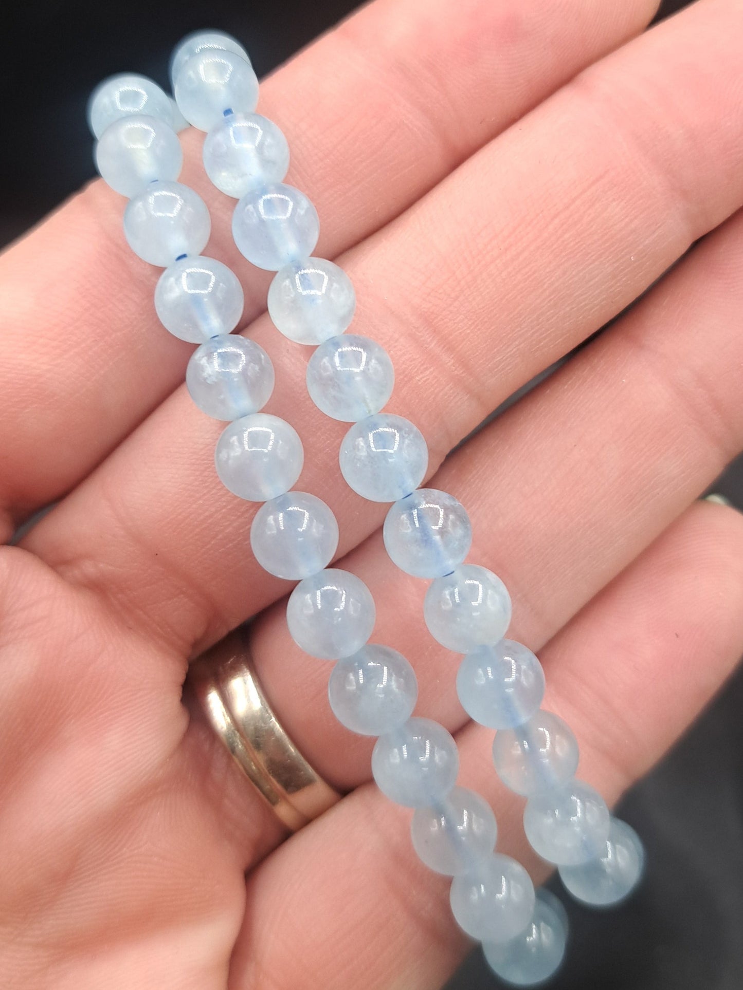 Aquamarine 7mm Crystal Bead Bracelet