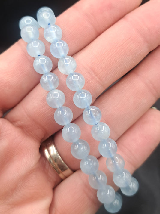 Aquamarine 7mm Crystal Bead Bracelet