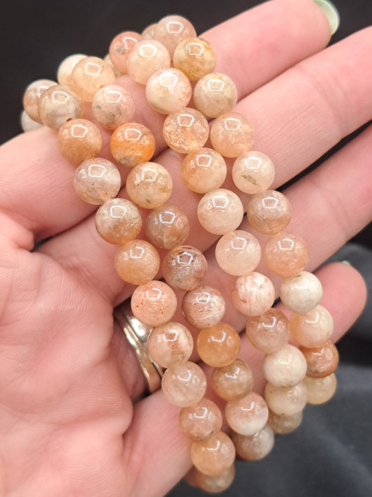 Sunstone 8mm Crystal Bead Bracelet