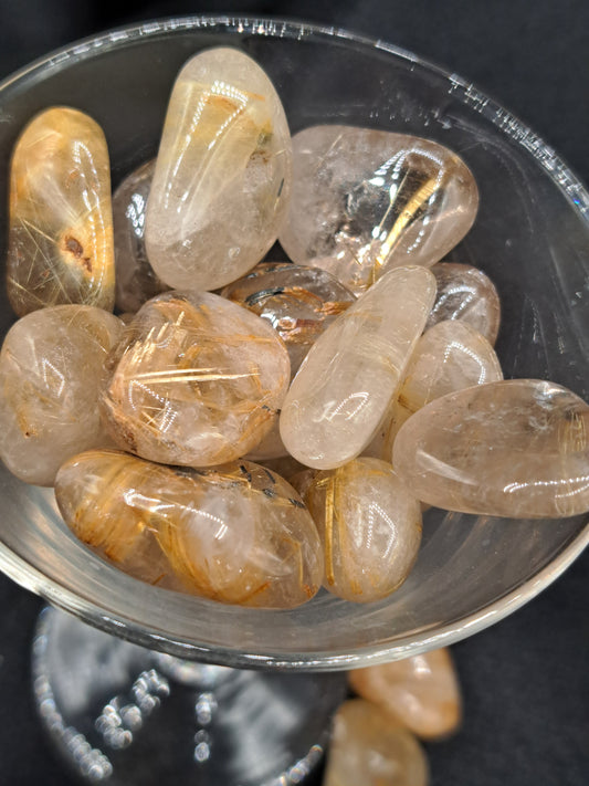 Gold Rutile in Quartz Small Tumble - Intuitively Chosen