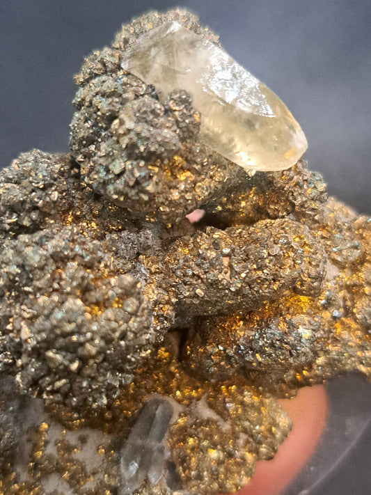 Calcite on Pyrite and Galena Cluster