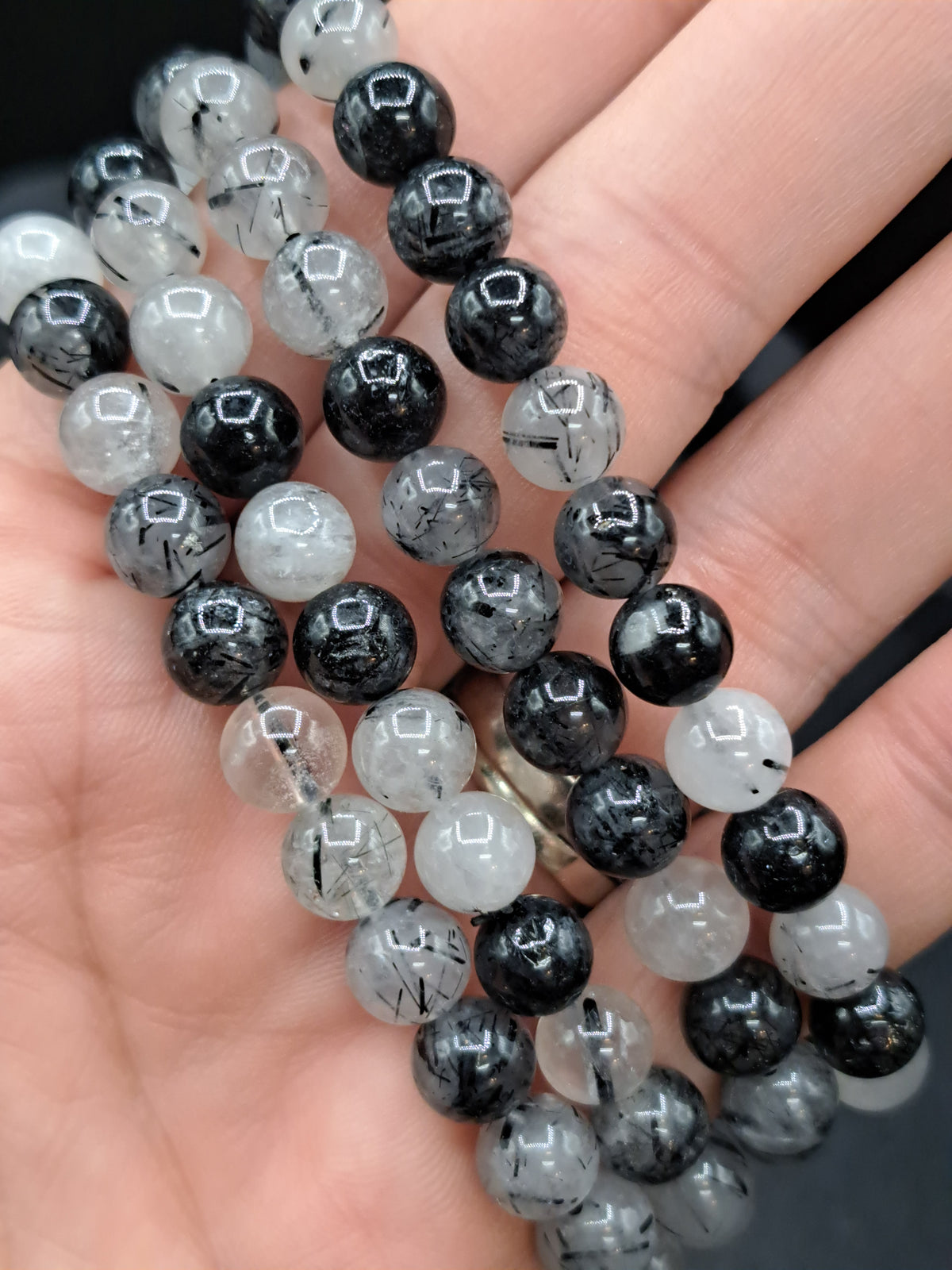 Black Tourmaline Quartz 8mm Crystal Bead Bracelet