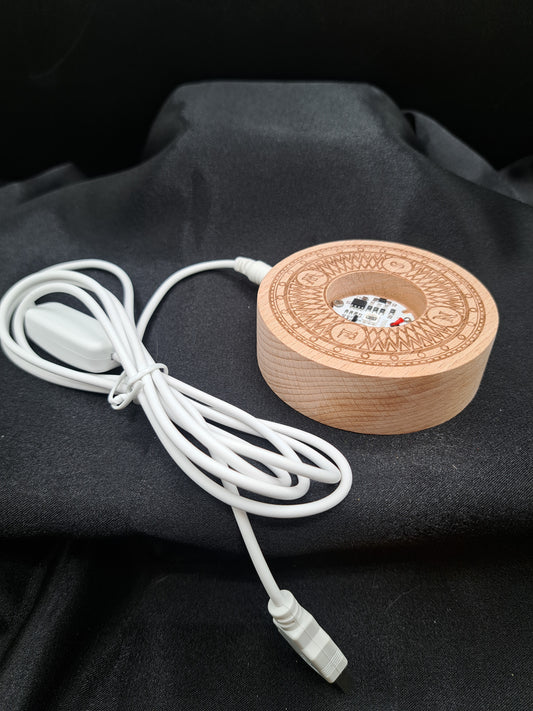 Light Up Wooden Sphere Holder Natural Brown - Multi